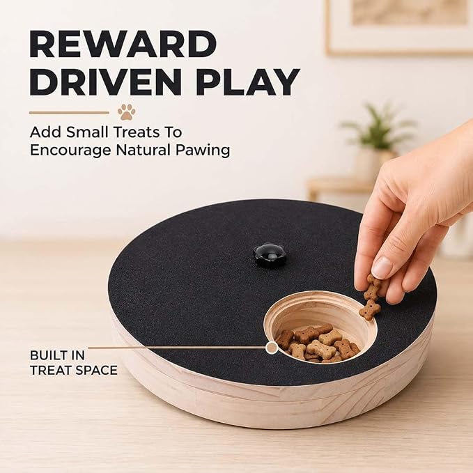 Wooden Rotating Dog Nail Scratch Board with Treat Dispenser