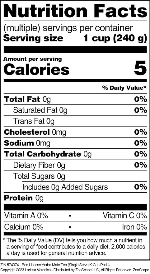 Red Licorice Yerba Mate Tea (Single Serve K-Cup Pods) (12 pods, ZIN: 574374)