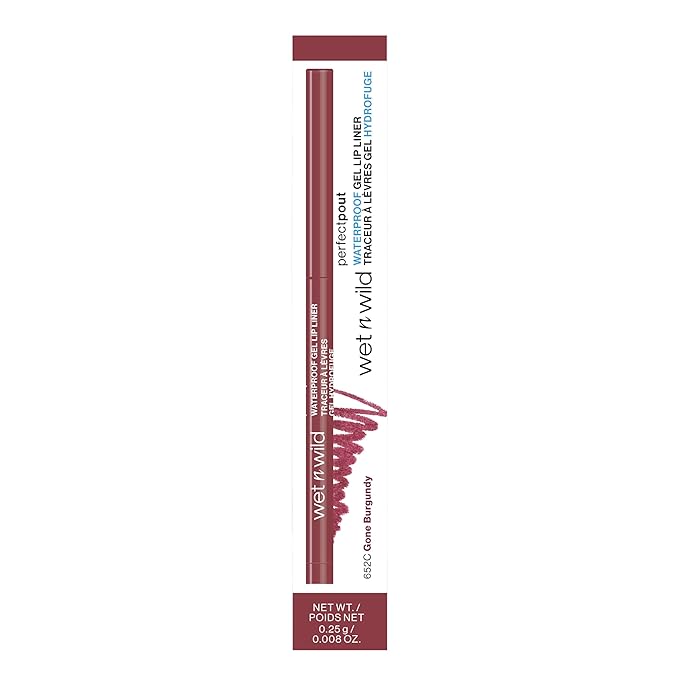 wet n wild Perfect Pout Matte Retractable Gel Lip Liner Pencil, Rich Creamy Long Lasting Color, Well-Defined and Flawless Application, Vegan & Cruelty-Free - Gone Burgundy