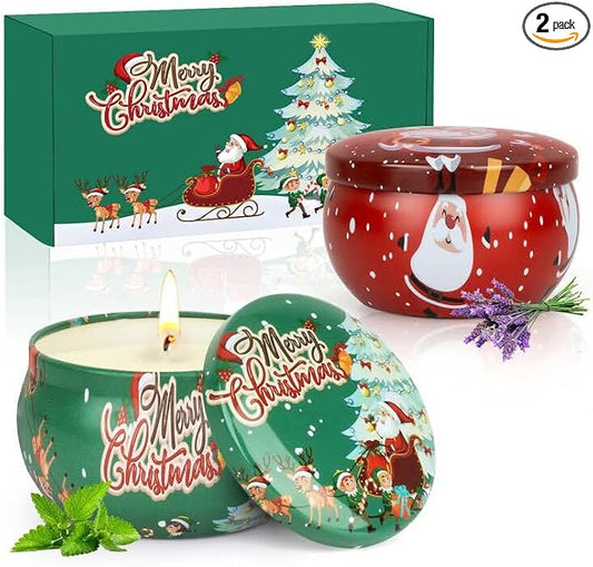 Christmas Candles Gifts Set for Women, 2 Pack Aromatherapy Scented Candle for Home Scented, Personalized Soy Candles Stocking Stuffers Gifts for Coworker Adults Friends Teacher Birthday Party