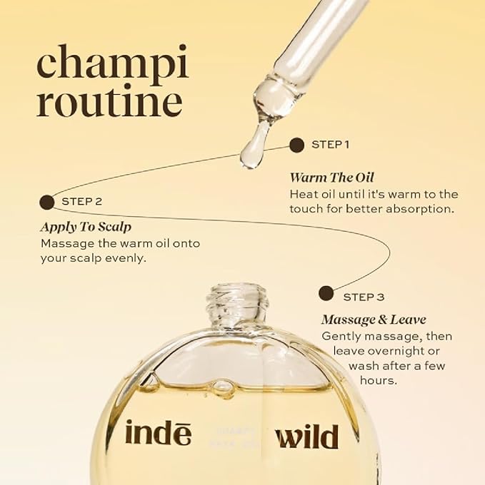 Indie Wild Champi Hair Oil (130 ml) w/Rosemary Oil, Brahmi, Amla, and Bhringraj | Ayurvedic Hair Growth Oil for Dandruff, Hairfall, & Thicker, Fuller Hair | 16+ Ayurvedic Actives | Calming Fragrance
