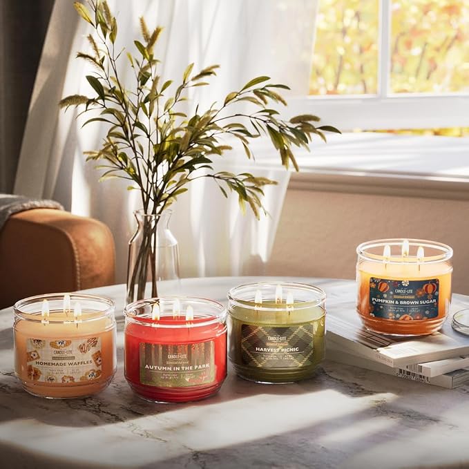 CANDLE-LITE Halloween Scented Candles, Juicy Orange Peel with Pumpkin, 10 oz Jar, 40 Hour Burn, Fall Scented Candle for Home Decor, 3-Wick, Proudly Poured in USA, Halloween Candle Decoration