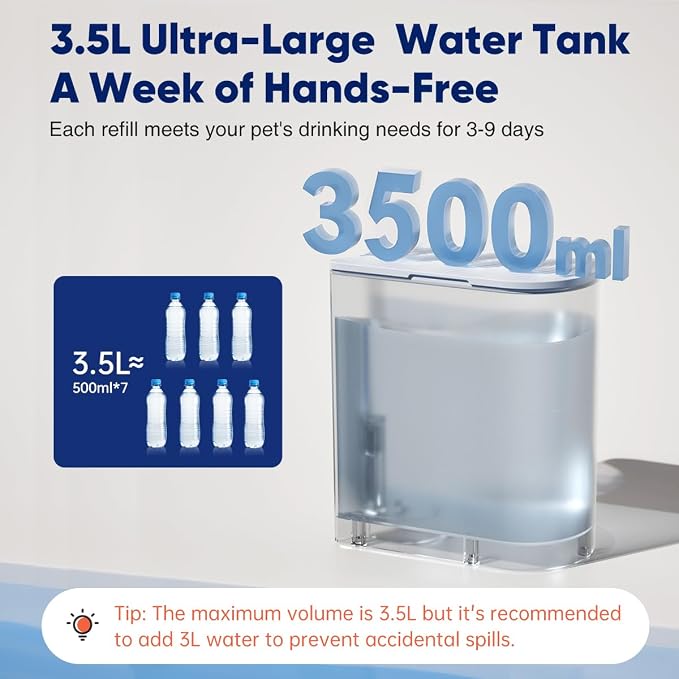 Petgravity Smart Cat Water Dispenser - Stainless Steel Water Bowl, Upgraded Self-Refill Cat Water Fountain Automatic Water Dispenser Water Feeder for Cats & Small Animals, 3.5L/118.4oz