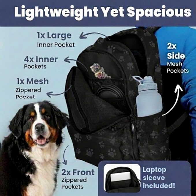 Rubyloo Dog Travel Backpack for Supplies - Dog Diaper Bag with Travel Bowls