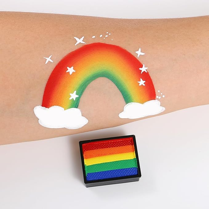 Bowitzki 10g Split Cake Face Paint Professional For Adults One Stroke Split Cake Non Toxic Rainbow Flora Dolphin Unicorn Flame Body Paint Makeup (Rainbow)