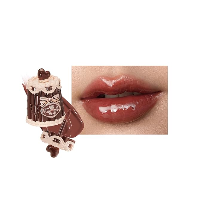 Flower Knows The Sweetie Bear Coating Lip Jelly,Soft Moisturizing Tinted Lip Gloss with Botanicals,Lightweight Non-Sticky Brown Lips Plumper,Cruelty-Free,0.18 oz(JE09 Toffee)