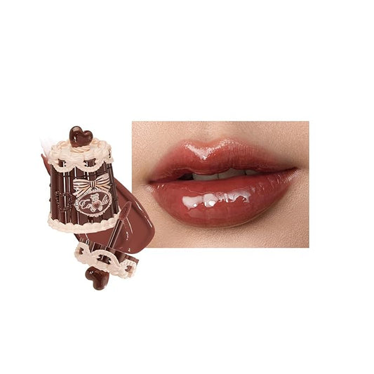Flower Knows The Sweetie Bear Coating Lip Jelly,Soft Moisturizing Tinted Lip Gloss with Botanicals,Lightweight Non-Sticky Brown Lips Plumper,Cruelty-Free,0.18 oz(JE09 Toffee)