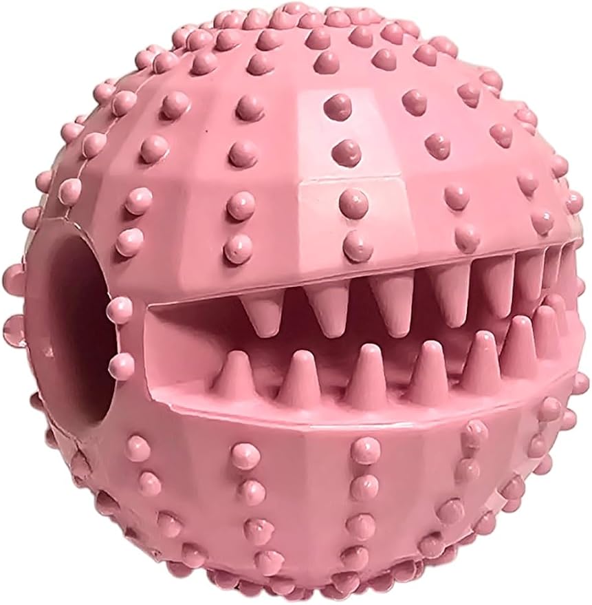 Dog Interactive Treat Dispensing Chew Toy | Small to Medium Breeds | Fill it with Snacks or Soft Foods | Helps to Relax | Help Maintain Your Pets Dental Hygiene (Pastel Pink, Piranha 2.3'')