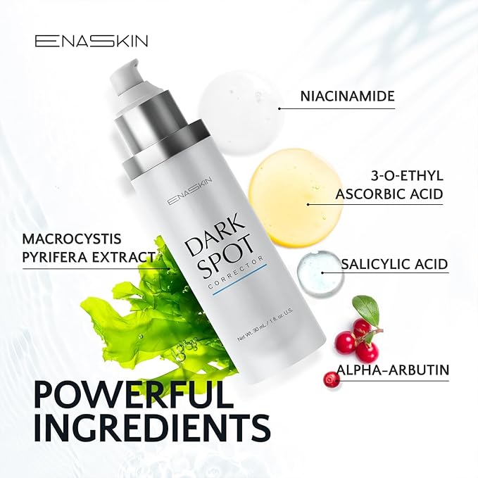 Enaskin Dark Spot Set - Serum & Soap Bars: Hyperpigmentation Body Treatment for Freckles Melasma Age Spot Sun Spot - Dark Spots Corrector Serum with Kojic Acid Soap Bars for Women and Men