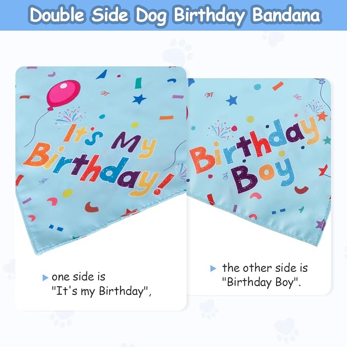 Dog Birthday Party Supplies,Dog Birthday Bandana,Dog Birthday Hat | Dog Birthday Decorations,Dog Boy Girl Birthday Party Hat with Numbers for Large Medium Small Dogs Pet (Blue),Soft,Breathable