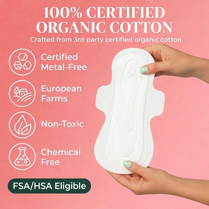 Tampon Tribe Organic Cotton Pads for Women | 84 Daytime Absorbent Period Pads with Wings | 100% Organic Cotton, Hypoallergenic, Metal and Chemical Free with Anti-Leak Edges | 84 Count - Daytime