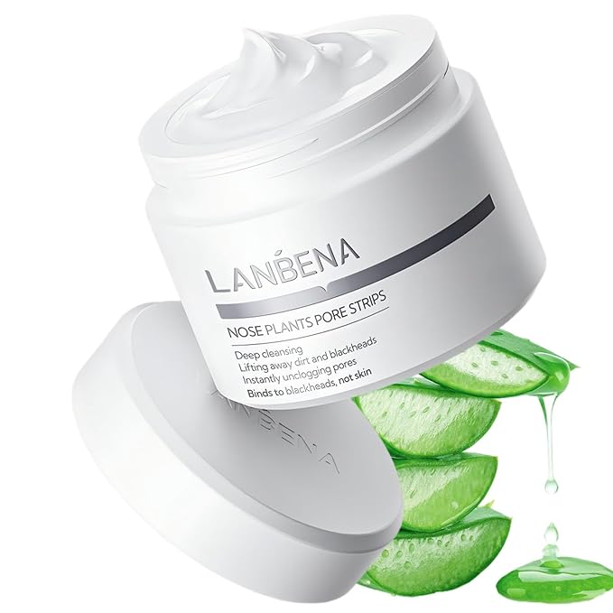 LANBENA Blackhead Mask, Nose Plants Pores Strips Blackhead Remover Mask Peel off Mask Facial Pore Cleanser Purifying Face Mask Nose Strips (1.06 Ounce) - White
