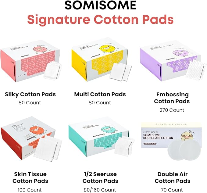 Silky Cotton Pads - Premium Korean Facial Cotton Pads for Makeup Removal and Skincare, Lint-Free, Hypoallergenic, Toner Mask, Extra Soft & Durable, 80 Count