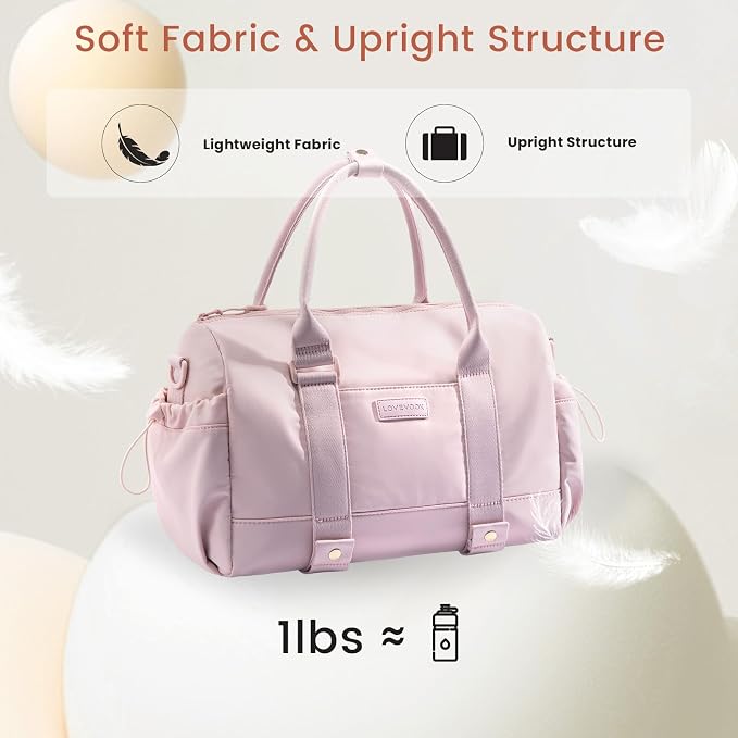 LOVEVOOK Small Gym Bag for Women with Yoga mat Holder, Mini Duffle Bag for Travel with Wet Pocket, Overnight Personal Item Bags (Purple, 14.5 inch-Small-2Pcs)