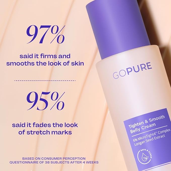 goPure Firming Belly Cream - Body Firming Moisturizer for Visible Cellulite & Stretch Mark Reduction, 4.25oz (Pack of 2)