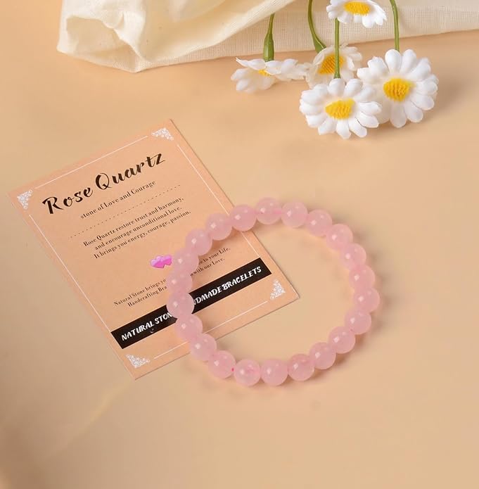 AD Beads Handmade Gemstone Stretch Elastic Bracelet Crystal Healing Reiki Nature's Beauty and Spiritual Essence Unisex