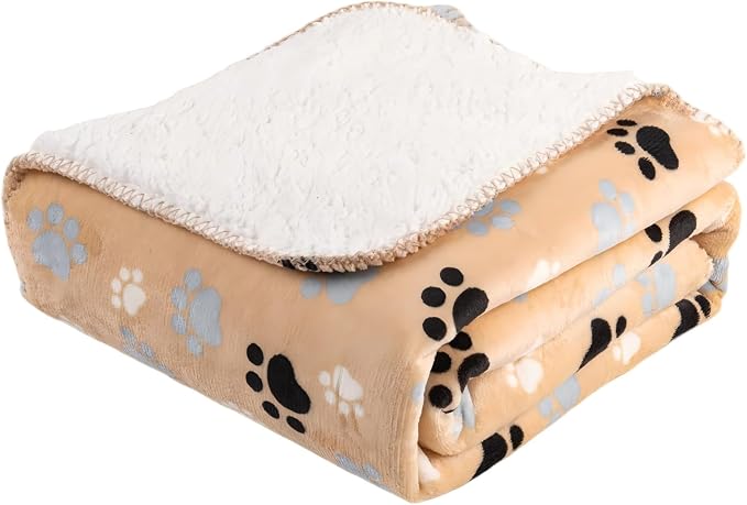 Waterproof Pet Blanket for Dogs and Cats, Soft Sherpa Fleece Throw Blanket 50 * 60inch Beige