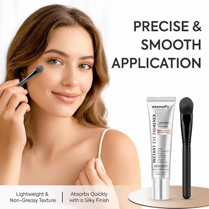 Instant Firm Temporary Eye Tightener: Advanced Tightening & Lifting Cream With Brush For Eye Bags, Wrinkles, Puffiness, Fine Lines – Lightweight, Easy Wear Formula, Gentle For All Skin Types. 1 Oz