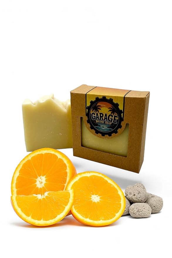 The Mechanic Citrus Shea Butter Mechanics Soap with Pumice, All Natural with Orange Essential Oil Medium Grit Scrub
