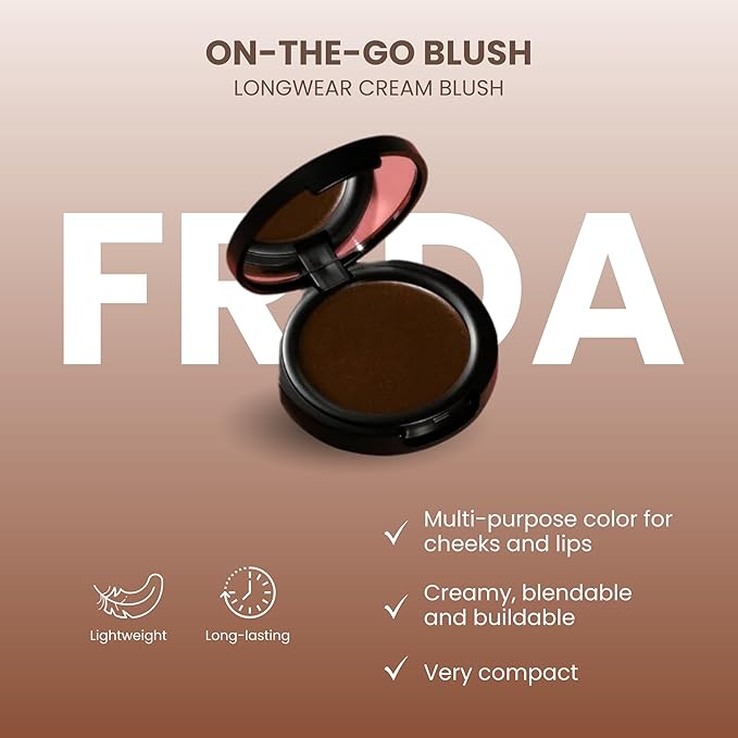 POISE Makeup HD Crème Lip and Cheek Compact | Long Lasting Cheek Blusher and Lip Stain Lipstick in One Hydrating for Skin Infused w/Shea Butter, FRIDA