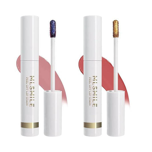 2PCS Lip Stain Peel Off， High Pigment Matte Lip Color,All-Day Vibrant Kiss-Proof Lip Stain, Long Lasting Waterproof Lip Tint for Women