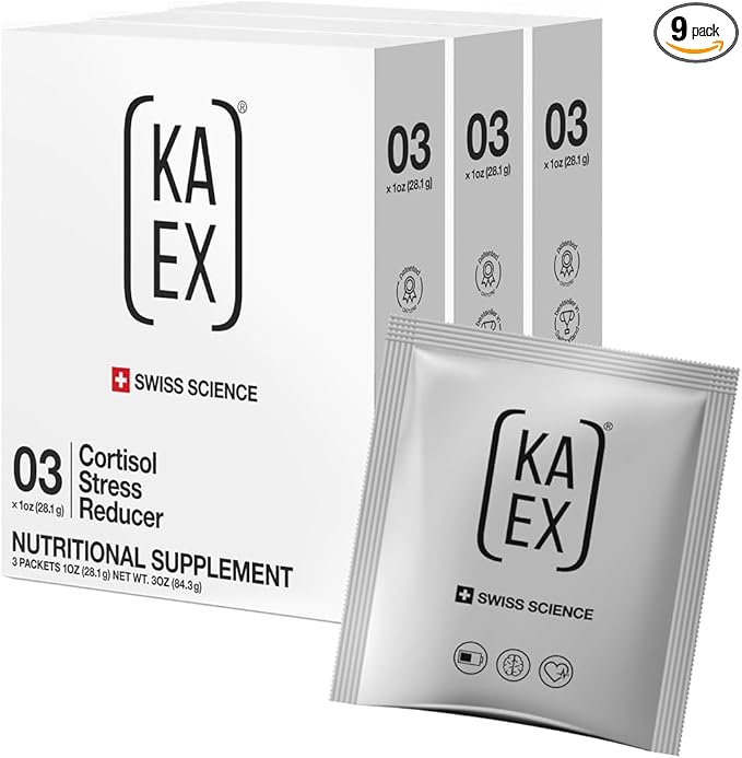 KA EX - Cortisol Stress Reducer for Athletes | Post-Workout Recovery Gamechanger | Clinically Tested and Trusted by Thousands of Pro Athletes | Swiss Science I Vegan (9 Servings (3X 3-Pack))