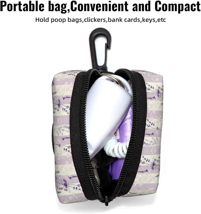 Beautiful Purple and White Lavender Print Dog Poop Bag Holder