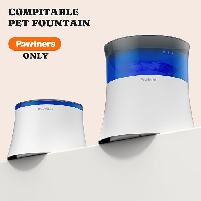 Pawtners Dog Water Fountain, 8 Replacement Filters for 10in/6.7in Fountain | Multiple Filtration, filter out hair, dust, debris and adsorb heavy metal ions, Suitable for Small Medium Large Dogs Cats Pet