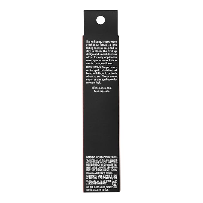 e.l.f. No Budge Matte Shadow Stick, One-Swipe Cream Eyeshadow Stick, Long-Wear & Crease Resistant, Matte Finish, Vegan & Cruelty-Free, Bombshell