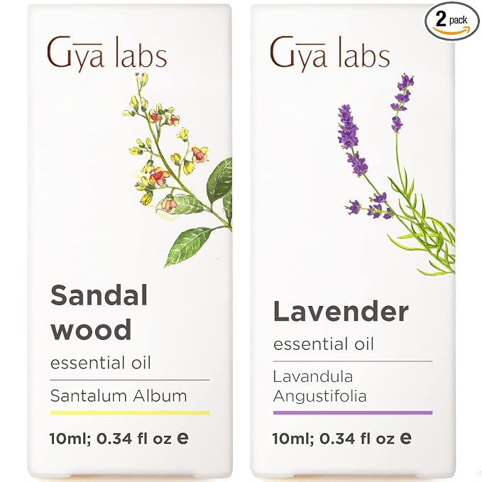 Sandalwood Essential Oils for Diffuser & Lavender Essential Oil for Diffuser Set - Aromatherapy Grade Essential Oils Set - 2x0.34 fl oz - Gya Labs