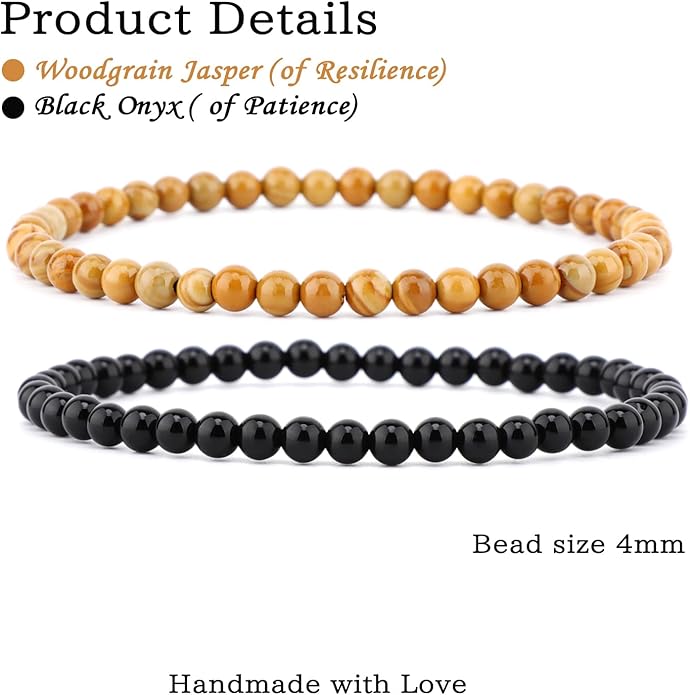 NCB 2.3-Piece 4mm Natural Crystal Gemstone Stretch Bracelets – Handmade Reiki Energy Healing Jewelry for Meditation,Yoga, Unisex