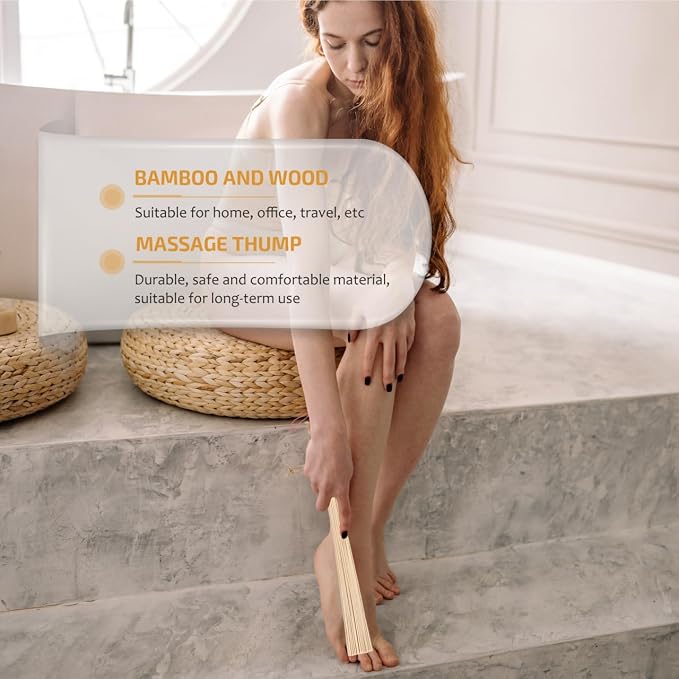 FOMIYES 2Pcs Bamboo Massage Sticks for Back, Neck, Shoulder, and Legs - Ergonomic Design, Lightweight, Portable Self Massage Tools