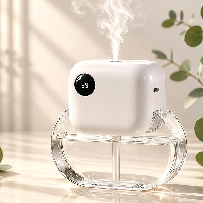 Aromatherapy Diffuser & Essential Oil Set - GloryAir 170ML Essential Oil Diffuser with 6 Adjustable Mist Levels, 90 Days Runtime, Quiet 35dB, 7-Color Light, Aroma Oil Diffuser for Home(White Tea)