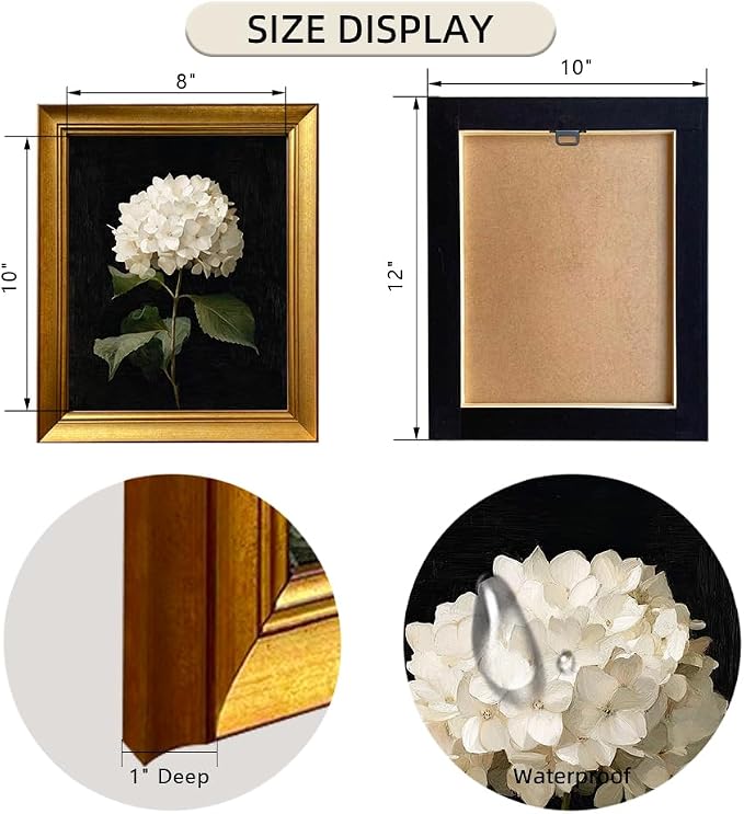 Hydrangea Wall Art Gold Framed Vintage Flower Oil Painting Floral Picture Wall Decor for Home