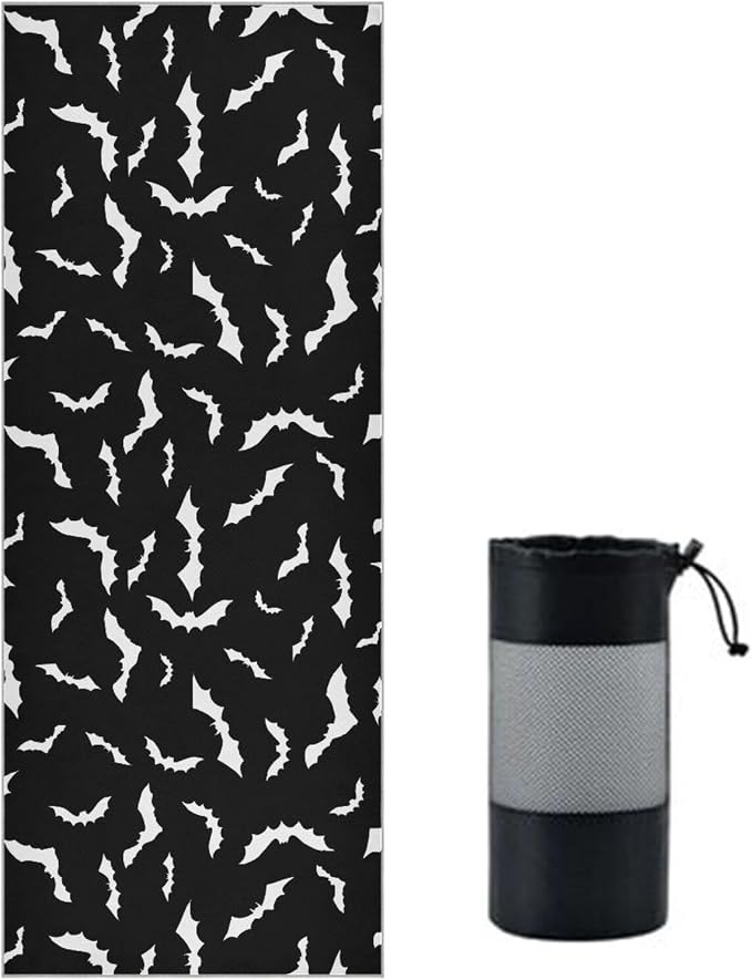 Non Slip Yoga Towel 73 x 27 in Halloween Bats Sweat Absorbent Yoga Mat Towel for Hot Yoga, Pilates and Workout