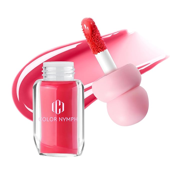 Color Nymph Lip Gloss & Lip Oil Set, Hydrating Non-Sticky Lip Makeup, Nourishing Lip Care with Jojoba Oil & Hyaluronic Acid, Glossy Pigmented Finish, #05 Reckless Love