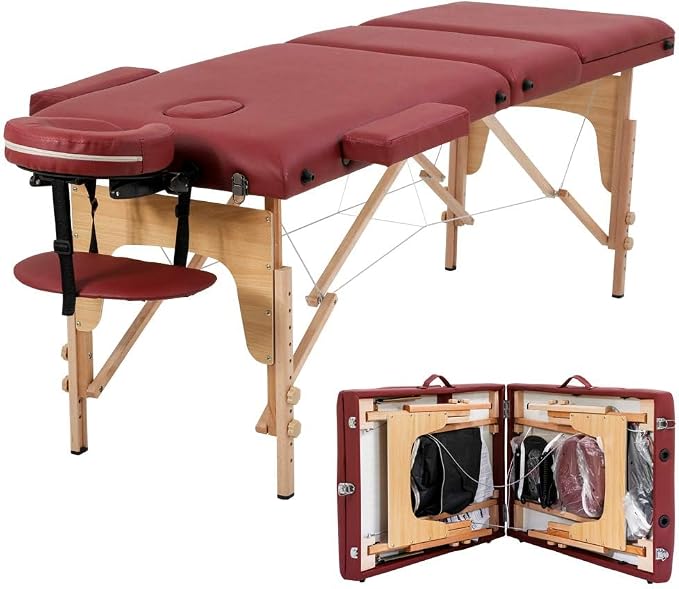 BestMassage Massage Bed Portable Massage Table 24 inch Wide Lash Bed Height Adjustable 3 Folding Spa Table with Non-Woven Bag for Spa Footmassage Facial CareSpa Tattoo