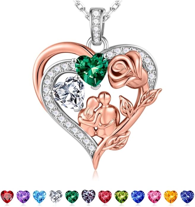 Iefil Valentines Day Gifts for Her - 925 Sterling Silver Birthstone Necklace for Women, Anniversary Birthday Gifts for Wife Girlfriend Mom