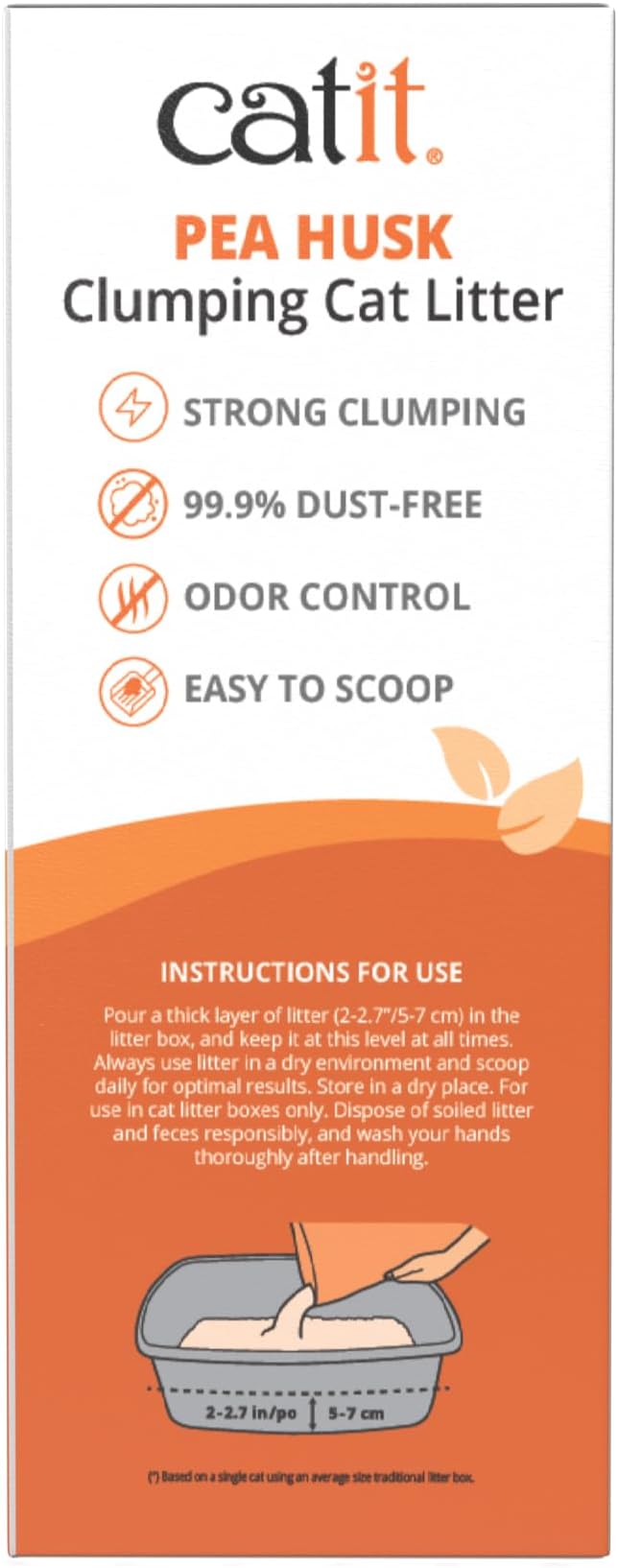 Catit Go Natural Pea Husk Clumping Cat Litter 12.3 lb, Natural (Pack of 2)