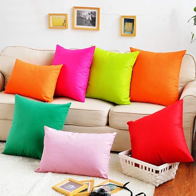Thmyo 4-Pack 100% Cotton Lumbar Comfortable Solid Decorative Throw Pillow Covers Rectangle Cushion Cover Sublimation Blank DIY Pillowcases for Sofa(Only Covers,No Pillows)(12x20inch/30x50cm,Pink)
