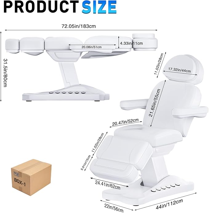 Fully Electric Massage Table with Lift, 1500lbs Capacity - Professional Adjustable Facial Bed for Estheticians, Spa & Waxing, Heavy-Duty 550lbs Capacity 2r5 2r7 (White - Fully B)