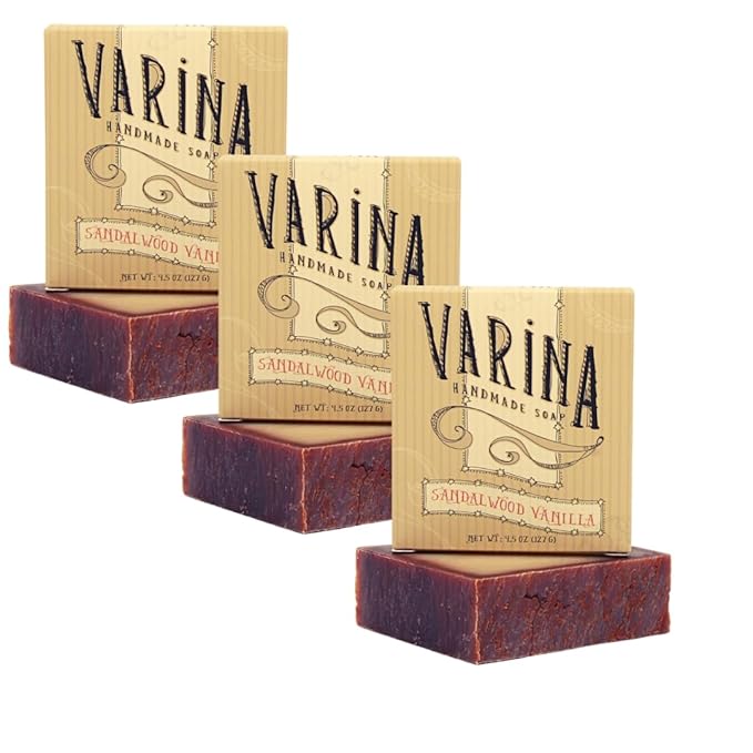 Natural Sandalwood Vanilla Bar Soap - Gentle Cleansing for Sensitive Skin, Floral - 3 Pack