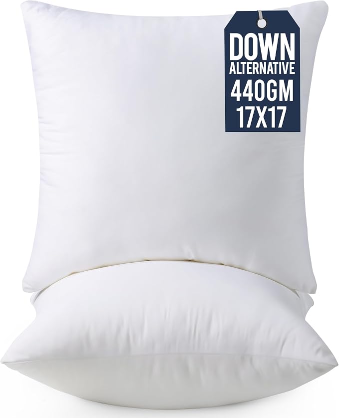 Utopia Bedding 17x17 Pillow Inserts, White Throw Pillows for Couch, 2 Pack | Indoor cushion inserts for bed, sofa & couch, Supportive & fluffy decorative pillows for everyday comfort, Set of 2, White