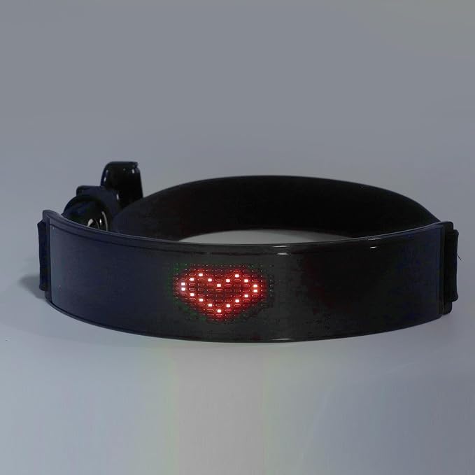 LED Dog Collar, Smart DIY Screen, Dog Tags Personalized Rechargeable Light Up Dog Collar in The Dark Pet Necklace for Night Walking, APP Controlled(Blue Green and Red) (Red