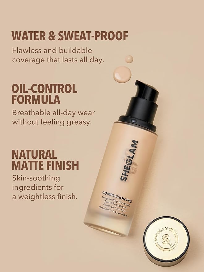 SHEGLAM Full Coverage Foundation Makeup Long Lasting Waterproof Matte Dewy Liquid Foundation - Butterscotch