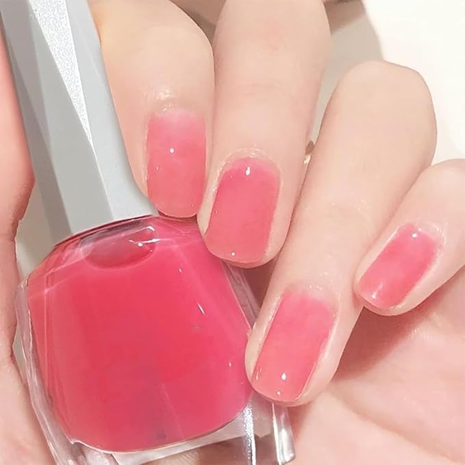 COSMOO Nude Nail Polish, 12ml Transparent Peach Pink Quick Dry Nail Lacquer, Jelly Nail Art Varnish-12ML