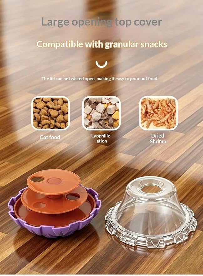 Tumbler Treat Dispenser, Pet Puzzle Slow Feeder Toy for Cats and Dogs, Wobbling Interactive Toy with Transparent Window, Maze-Style Baffle Increases Difficulty, PP Eco-Friendly Material, Purple