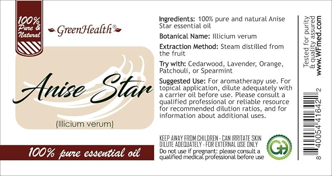 Essential Oil - 8 fl oz (100% Pure & Uncut) - GreenHealth (Anise Star)