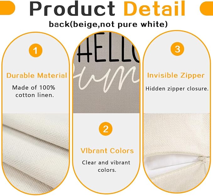 RABUSOFA Fall Pillow Covers 12x20 Inch,Autumn Hello Pumpkin Pillows Decorative Throw Pillows,Lumbar Outdoor Thanksgiving Cushion Cover Farmhosue Fall Decor for Bedroom Couch Sofa Gray