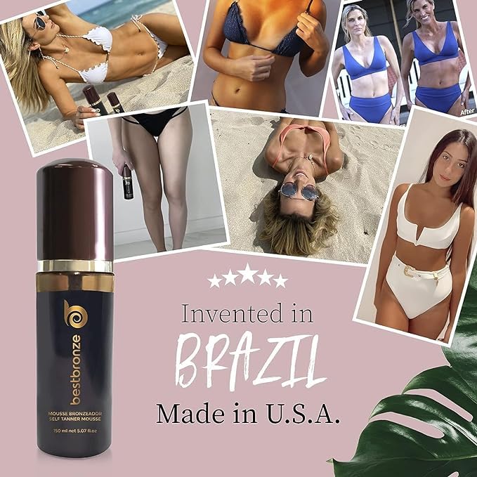 Best Bronze Tinted Self Tanner Kit Mousse with Mitt – Sunless Tanner Foam for Customizable Self Tan, Light to Dark Fake Tan – Vegan Tanning Mousse – Sunless Tanning Foam (5.07 Fl Oz & Mitt)